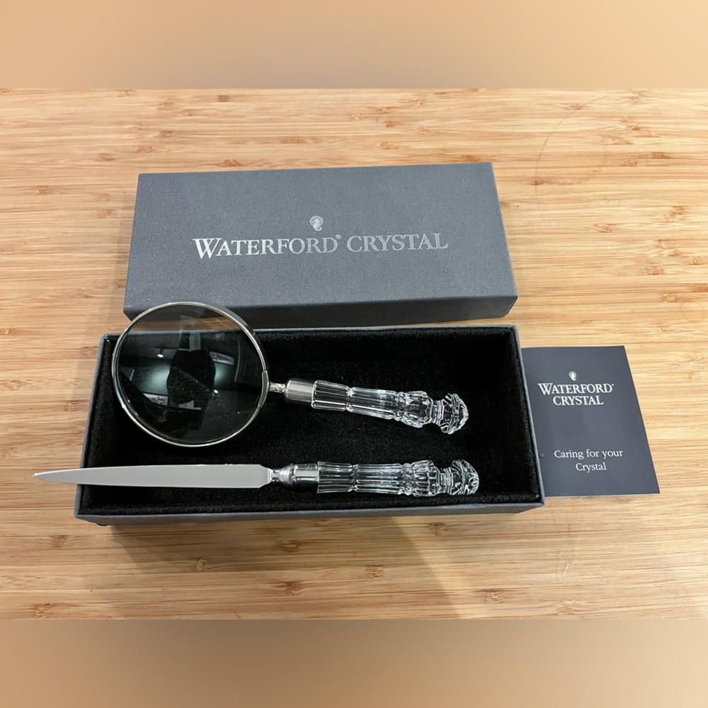 Waterford Crystal and Sterling Silver Magnifying glass and Letter Opener Set